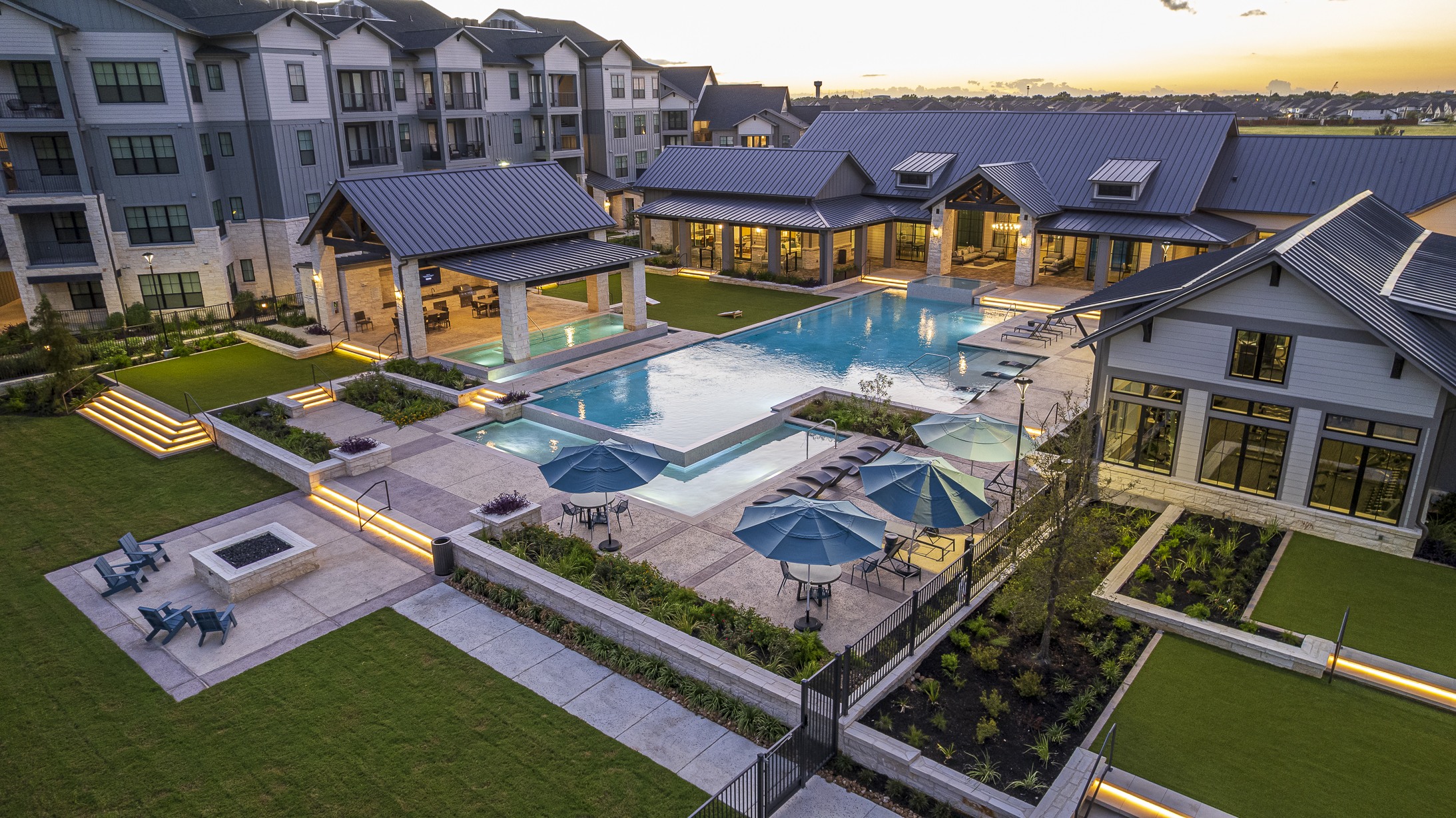 Apartment pool and outdoor space for family and friends