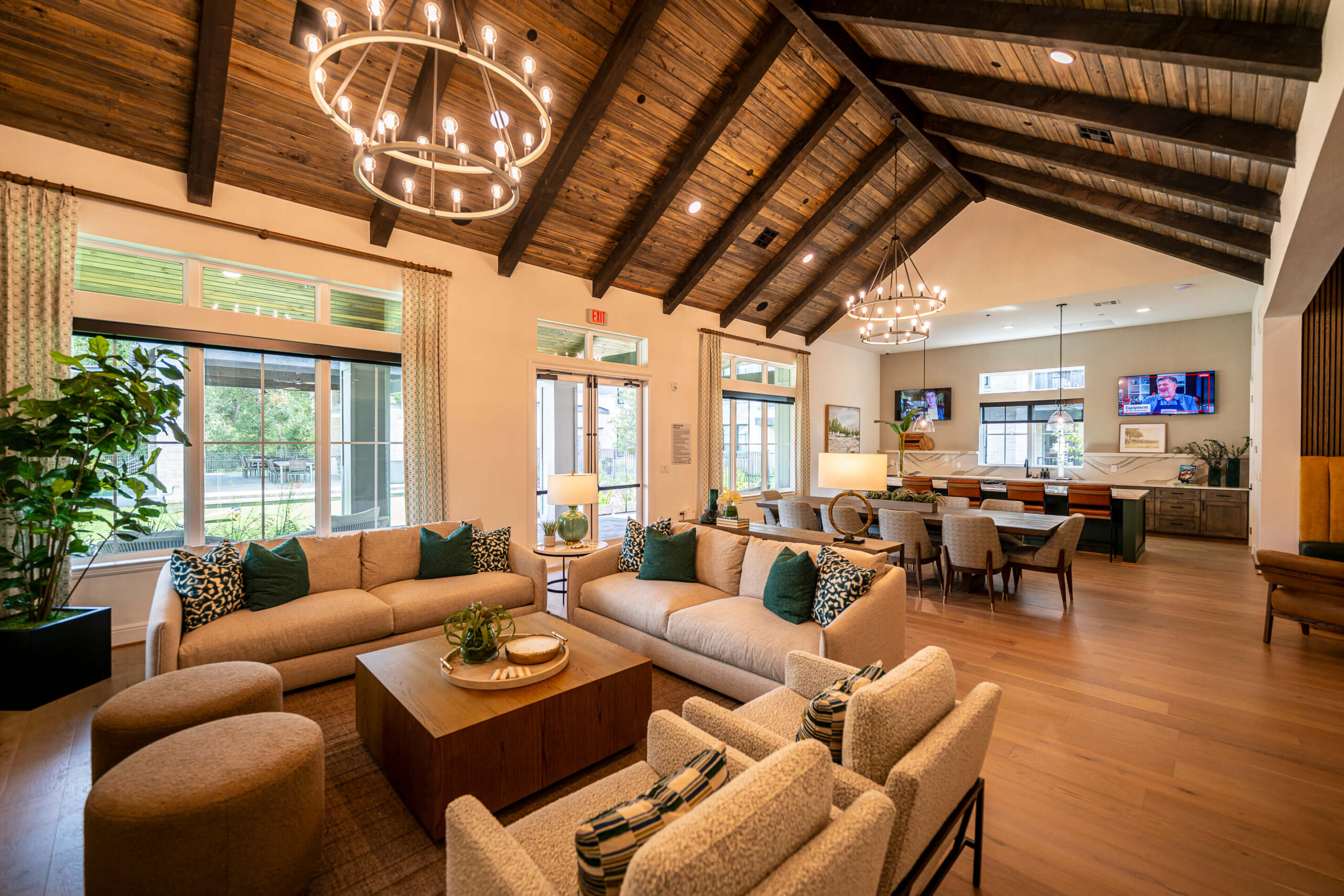 Living area for Asher residents with a full size kitchen and dining area