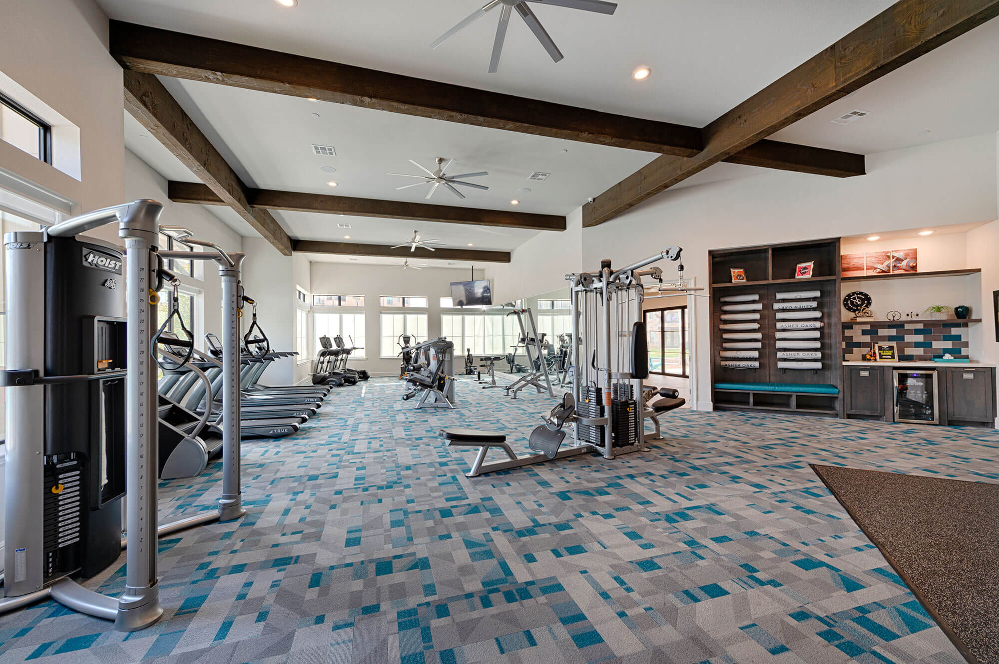 Fitness center at Asher Oaks